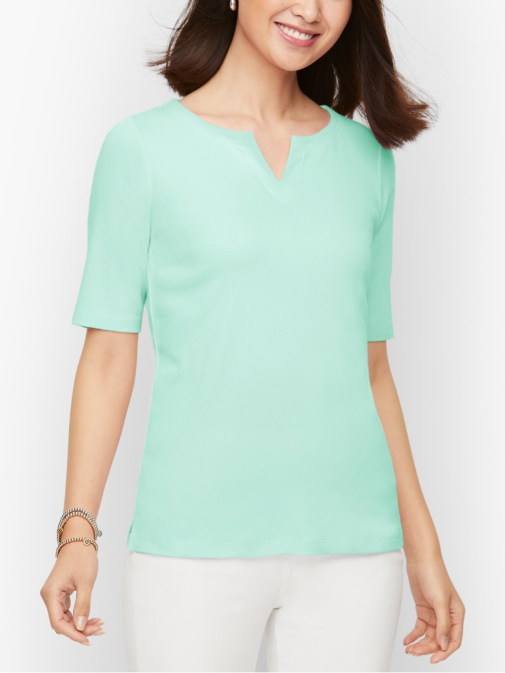 Talbots split-neck cotton tee